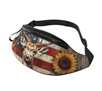 BoltPack American Flag Deer Print Fanny Pack for Women Men, with Adjustable Strap, Lightweight Waterproof Waist Bag for Sport Walking Running