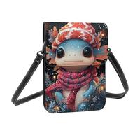 Boltpack Axolotl Christmas Print Crossbody Purse Cell Phone Bags For Women - Leather Cellphone Wallet Bag Coin Purse With Adjustable Shoulder Rope