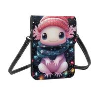 Boltpack Axolotl Christmas Print Crossbody Purse Cell Phone Bags For Women - Leather Cellphone Wallet Bag Coin Purse With Adjustable Shoulder Rope