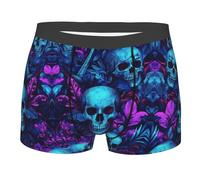 Boltpack Black Purple Skulls Print Men'S Boxer Briefs Soft Comfort Breathable Stretch Underwear For Men S-XXL