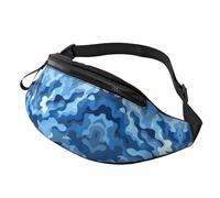 BoltPack Blue White Camo Print Fanny Pack for Women Men, with Adjustable Strap, Lightweight Waterproof Waist Bag for Sport Walking Running