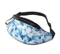 BoltPack Blue White Camo Print Fanny Pack for Women Men, with Adjustable Strap, Lightweight Waterproof Waist Bag for Sport Walking Running