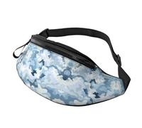 BoltPack Blue White Camo Print Fanny Pack for Women Men, with Adjustable Strap, Lightweight Waterproof Waist Bag for Sport Walking Running