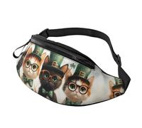 BoltPack Cat St. Patrick's Day Print Fanny Pack for Women Men, with Adjustable Strap, Lightweight Waterproof Waist Bag for Sport Walking Running