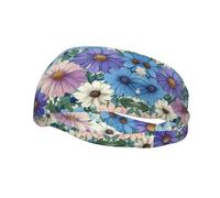 BoltPack Colorful Beautiful Flowers Print Sports Headbands For Women Men Sweat-Absorbing Headbands Suitable For Fitness Running Cycling Yoga Football Exercise