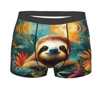 Boltpack Colorful Sloth Print Men'S Boxer Briefs Soft Comfort Breathable Stretch Underwear For Men S-Xxl