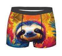Boltpack Colorful Sloth Print Men'S Boxer Briefs Soft Comfort Breathable Stretch Underwear For Men S-Xxl