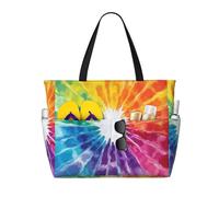 Boltpack Colorful Tie Dye Print Beach Bags For Women, Beach Tote Bags With Zipper, Swim Pool Bag For Travel Vacation