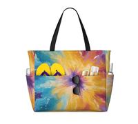 Boltpack Colorful Tie Dye Print Beach Bags For Women, Beach Tote Bags With Zipper, Swim Pool Bag For Travel Vacation