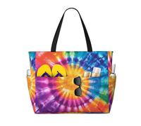 Boltpack Colorful Tie Dye Print Beach Bags For Women, Beach Tote Bags With Zipper, Swim Pool Bag For Travel Vacation