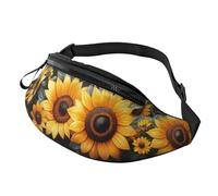 BoltPack Cute Bees and Sunflowers Print Fanny Pack for Women Men, with Adjustable Strap, Lightweight Waterproof Waist Bag for Sport Walking Running
