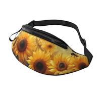 BoltPack Cute Bees and Sunflowers Print Fanny Pack for Women Men, with Adjustable Strap, Lightweight Waterproof Waist Bag for Sport Walking Running