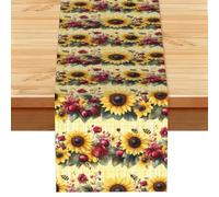 BoltPack Cute Bees And Sunflowers Print Table Runner 183×33 Cm Table Decor For Dining Kitchen Coffee Table Island Home