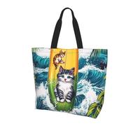 Boltpack Cute Cats Print Tote Bag For Women, Large Capacity Reusable Shopping Bag, Perfect For Shopping Travel Work Fitness Beach