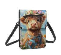 Boltpack Cute Highland Cow Print Crossbody Purse Cell Phone Bags For Women - Leather Cellphone Wallet Bag Coin Purse With Adjustable Shoulder Rope