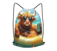 Boltpack Cute Highland Cow Print Drawstring Bags For Yoga Sport Gym, String Backpack Beach Bag Travel Backpack For Men Women Lightweight