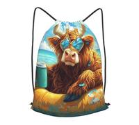 Boltpack Cute Highland Cow Print Drawstring Bags For Yoga Sport Gym, String Backpack Beach Bag Travel Backpack For Men Women Lightweight
