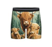 Boltpack Cute Highland Cow Print Men'S Boxer Briefs Soft Comfort Breathable Stretch Underwear For Men S-4xl