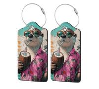 BoltPack Cute Otter Print Luggage Tags with Stainless Steel Loop and Privacy Cover Travel Luggage Accessories