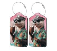 BoltPack Cute Otter Print Luggage Tags with Stainless Steel Loop and Privacy Cover Travel Luggage Accessories