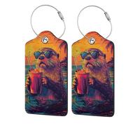BoltPack Cute Otter Print Luggage Tags with Stainless Steel Loop and Privacy Cover Travel Luggage Accessories
