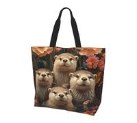 Boltpack Cute Otter Print Tote Bag For Women, Large Capacity Reusable Shopping Bag, Perfect For Shopping Travel Work Fitness Beach