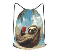 Boltpack Cute Sloth Print Drawstring Bags For Yoga Sport Gym, String Backpack Beach Bag Travel Backpack For Men Women Lightweight