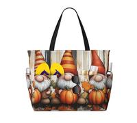 Boltpack Fall Gnome Print Beach Bags For Women, Beach Tote Bags With Zipper, Swim Pool Bag For Travel Vacation