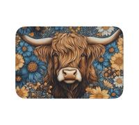 Boltpack Flower Highland Cow Print Rugs For Entryway Indoor, Kitchen Rugs, Non Slip Indoor Door Mat Throw Rugs For Bedroom Office Home Decor