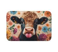 Boltpack Flower Highland Cow Print Rugs For Entryway Indoor, Kitchen Rugs, Non Slip Indoor Door Mat Throw Rugs For Bedroom Office Home Decor