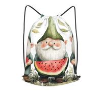 Boltpack Gnomes Watermelon Print Drawstring Bags For Yoga Sport Gym, String Backpack Beach Bag Travel Backpack For Men Women Lightweight