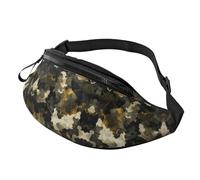 BoltPack Green Brown Camo Print Fanny Pack for Women Men, with Adjustable Strap, Lightweight Waterproof Waist Bag for Sport Walking Running