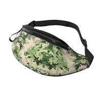 BoltPack Green Camo Print Fanny Pack for Women Men, with Adjustable Strap, Lightweight Waterproof Waist Bag for Sport Walking Running