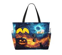 Boltpack Halloween Pumpkins Print Beach Bags For Women, Beach Tote Bags With Zipper, Swim Pool Bag For Travel Vacation