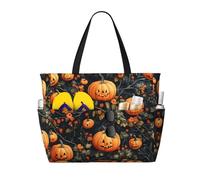 Boltpack Halloween Pumpkins Print Beach Bags For Women, Beach Tote Bags With Zipper, Swim Pool Bag For Travel Vacation