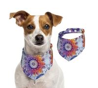 BoltPack Mandala Flowers Print Pet Triangle Scarf Bibs, Cute Dog Bandanas, Adjustable With Snaps, For Dogs Puppy Cats