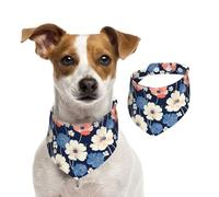 BoltPack Navy Floral Print Pet Triangle Scarf Bibs, Cute Dog Bandanas, Adjustable With Snaps, For Dogs Puppy Cats