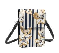 Boltpack Navy White Stripes Print Crossbody Purse Cell Phone Bags For Women - Leather Cellphone Wallet Bag Coin Purse With Adjustable Shoulder Rope