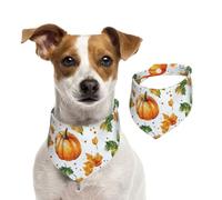 BoltPack Orange Pumpkin With Leaves Print Pet Triangle Scarf Bibs, Cute Dog Bandanas, Adjustable With Snaps, For Dogs Puppy Cats