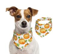 BoltPack Orange Pumpkin With Leaves Print Pet Triangle Scarf Bibs, Cute Dog Bandanas, Adjustable With Snaps, For Dogs Puppy Cats