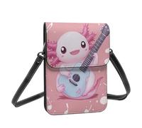 Boltpack Pink Axolotl Guitar Print Crossbody Purse Cell Phone Bags For Women - Leather Cellphone Wallet Bag Coin Purse With Adjustable Shoulder Rope