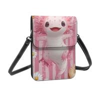 Boltpack Pink Axolotl Print Crossbody Purse Cell Phone Bags For Women - Leather Cellphone Wallet Bag Coin Purse With Adjustable Shoulder Rope