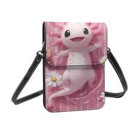 Boltpack Pink Axolotl Print Crossbody Purse Cell Phone Bags For Women - Leather Cellphone Wallet Bag Coin Purse With Adjustable Shoulder Rope