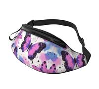 BoltPack Pink Butterfly Print Fanny Pack for Women Men, with Adjustable Strap, Lightweight Waterproof Waist Bag for Sport Walking Running