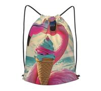 Boltpack Pink Flamingo Print Drawstring Bags For Yoga Sport Gym, String Backpack Beach Bag Travel Backpack For Men Women Lightweight