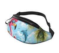 BoltPack Pink Flamingo Print Fanny Pack for Women Men, with Adjustable Strap, Lightweight Waterproof Waist Bag for Sport Walking Running