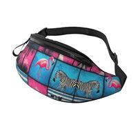 BoltPack Pink Flamingo Print Fanny Pack for Women Men, with Adjustable Strap, Lightweight Waterproof Waist Bag for Sport Walking Running