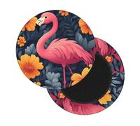 Boltpack Pink Flamingo Print Round Stool Chair Covers, Soft Washable Round Bar Stool Cushion Slipcover