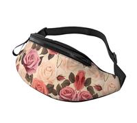 BoltPack Pink Red Roses Floral Print Fanny Pack for Women Men, with Adjustable Strap, Lightweight Waterproof Waist Bag for Sport Walking Running