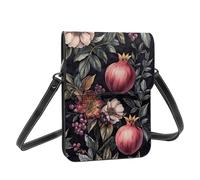 Boltpack Pomegranates And Flowers Print Crossbody Purse Cell Phone Bags For Women - Leather Cellphone Wallet Bag Coin Purse With Adjustable Shoulder Rope